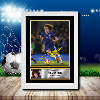 David Luiz Signed Autographed Footballers Star Poster Print Framed Merch Gift David Luiz Signed Autographed Footballers Star Poster Print Framed Merch Gift