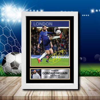 Gonzalo Higuain Signed Autographed Footballers Star Poster Print Framed Merch Gift Gonzalo Higuain Signed Autographed Footballers Star Poster Print Framed Merch Gift