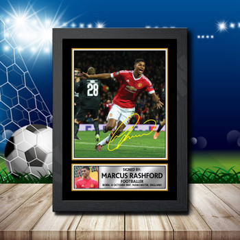Marcus Rashford 2 Signed Autographed Footballers Star Poster Print Framed Merch Gift Marcus Rashford 2 Signed Autographed Footballers Star Poster Print Framed Merch Gift