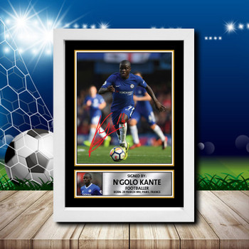 N'golo Kante 2 Signed Autographed Footballers Star Poster Print Framed Merch Gift N'golo Kante 2 Signed Autographed Footballers Star Poster Print Framed Merch Gift