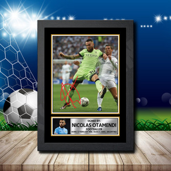Nicolas Otamendi Signed Autographed Footballers Star Poster Print Framed Merch Gift Nicolas Otamendi Signed Autographed Footballers Star Poster Print Framed Merch Gift