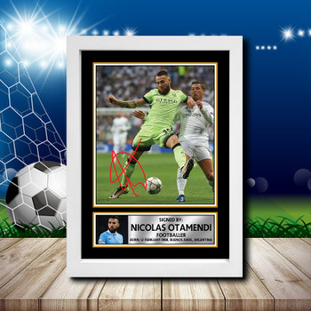 Nicolas Otamendi Signed Autographed Footballers Star Poster Print Framed Merch Gift Nicolas Otamendi Signed Autographed Footballers Star Poster Print Framed Merch Gift