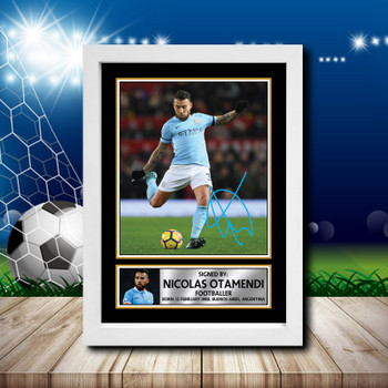 Nicolas Otamendi 2 Signed Autographed Footballers Star Poster Print Framed Merch Gift Nicolas Otamendi 2 Signed Autographed Footballers Star Poster Print Framed Merch Gift