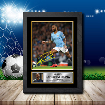 Raheem Sterling 3 Signed Autographed Footballers Star Poster Print Framed Merch Gift Raheem Sterling 3 Signed Autographed Footballers Star Poster Print Framed Merch Gift