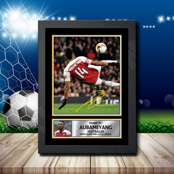 Pierre-Emerick Aubameyang Signed Autographed Footballers Star Poster Print Framed Merch Gift Pierre-Emerick Aubameyang Signed Autographed Footballers Star Poster Print Framed Merch Gift