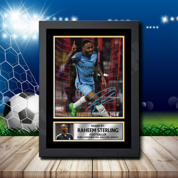 Raheem Sterling Signed Autographed Footballers Star Poster Print Framed Merch Gift Raheem Sterling Signed Autographed Footballers Star Poster Print Framed Merch Gift