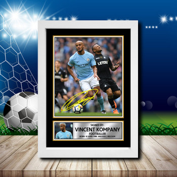 Vincent Kompany 2 Signed Autographed Footballers Star Poster Print Framed Merch Gift