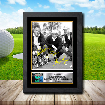Arnold Palmer Gary Player  Jack Nicklaus Signed Autographed Golfer Star Poster Print Framed Merch Gift Arnold Palmer Gary Player  Jack Nicklaus Signed Autographed Golfer Star Poster Print Framed Merch Gift