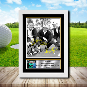 Arnold Palmer Gary Player  Jack Nicklaus Signed Autographed Golfer Star Poster Print Framed Merch Gift Arnold Palmer Gary Player  Jack Nicklaus Signed Autographed Golfer Star Poster Print Framed Merch Gift