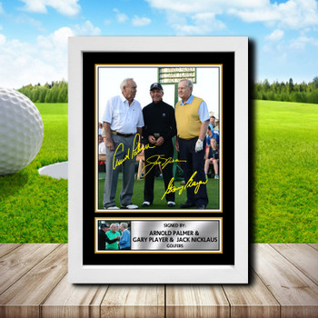 Arnold Palmer Gary Player Jack Nicklaus 2 Signed Autographed Golfer Star Poster Print Framed Merch Gift Arnold Palmer Gary Player Jack Nicklaus 2 Signed Autographed Golfer Star Poster Print Framed Merch Gift