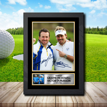 Mcdowell + Victor Dubuisson Signed Autographed Golfer Star Poster Print Framed Merch Gift Mcdowell + Victor Dubuisson Signed Autographed Golfer Star Poster Print Framed Merch Gift