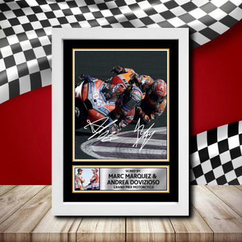 Andrea Dovizioso  Marc Marquez 1 Signed Autographed Formula1 Star Poster Print Framed Merch Gift