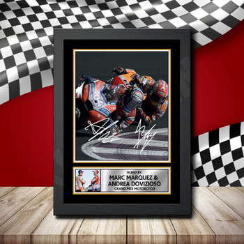 Andrea Dovizioso  Marc Marquez 1 Signed Autographed Formula1 Star Poster Print Framed Merch Gift