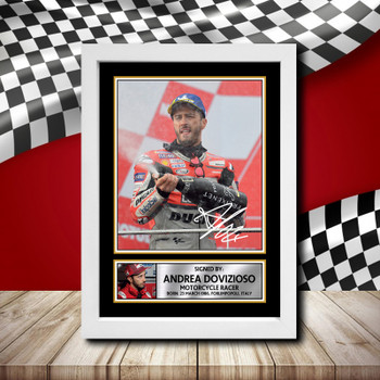 Andrea Dovizioso 2 Signed Autographed Formula1 Star Poster Print Framed Merch Gift Andrea Dovizioso 2 Signed Autographed Formula1 Star Poster Print Framed Merch Gift