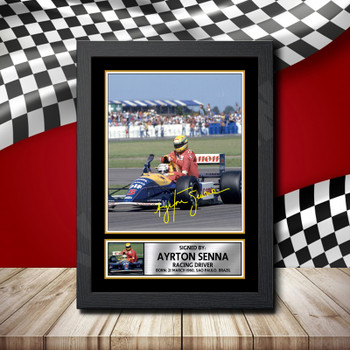 Ayrton Senna Hitching 2 Signed Autographed Formula1 Star Poster Print Framed Merch Gift