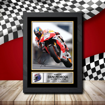 Dani Pedrosa Signed Autographed Formula1 Star Poster Print Framed Merch Gift Dani Pedrosa Signed Autographed Formula1 Star Poster Print Framed Merch Gift