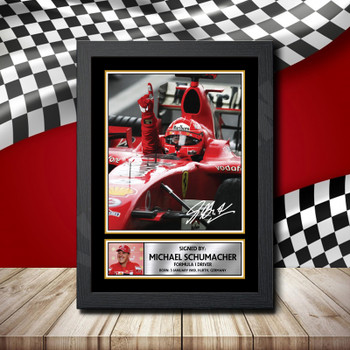 Michael Schumacher 2 Signed Autographed Formula1 Star Poster Print Framed Merch Gift