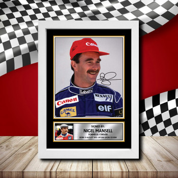 Nigel Mansell Signed Autographed Formula1 Star Poster Print Framed Merch Gift Nigel Mansell Signed Autographed Formula1 Star Poster Print Framed Merch Gift