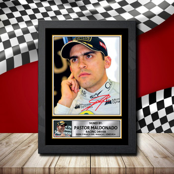 Pastor Maldonado 2 Signed Autographed Formula1 Star Poster Print Framed Merch Gift Pastor Maldonado 2 Signed Autographed Formula1 Star Poster Print Framed Merch Gift