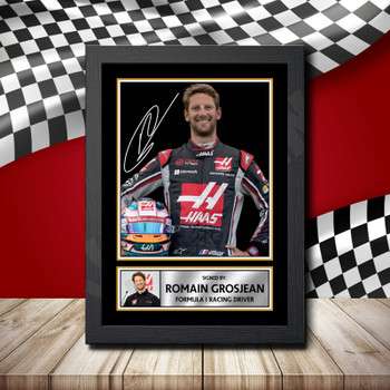 Romain Grosjean Formula 1 Signature Signed Autographed Formula1 Star Poster Print Framed Merch Gift