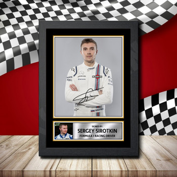 Sergey Sirotkin Formula 1 Signature Signed Autographed Formula1 Star Poster Print Framed Merch Gift