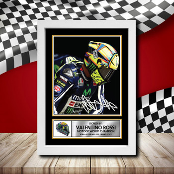 Valentino Rossi Signed Autographed Formula1 Star Poster Print Framed Merch Gift Valentino Rossi Signed Autographed Formula1 Star Poster Print Framed Merch Gift