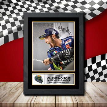 Valentino Rossi 2 Signed Autographed Formula1 Star Poster Print Framed Merch Gift Valentino Rossi 2 Signed Autographed Formula1 Star Poster Print Framed Merch Gift