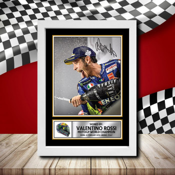 Valentino Rossi 2 Signed Autographed Formula1 Star Poster Print Framed Merch Gift Valentino Rossi 2 Signed Autographed Formula1 Star Poster Print Framed Merch Gift