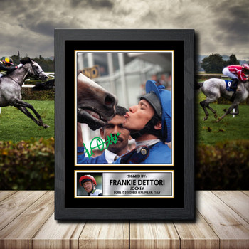 Frankie Dettori Signed Autographed Horse-Racing Star Poster Print Framed Merch Gift