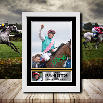Frankie Dettori 2 Signed Autographed Horse-Racing Star Poster Print Framed Merch Gift