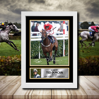 Ted Durcan 2 Signed Autographed Horse-Racing Star Poster Print Framed Merch Gift