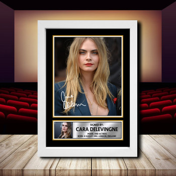 Cara Delevingne Signed Autographed Movie Star Poster Print Framed Merch Gift