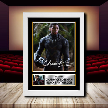 Chadwick Boseman Black Panther 2018 Signed Autographed Movie Star Poster Print Framed Merch Gift