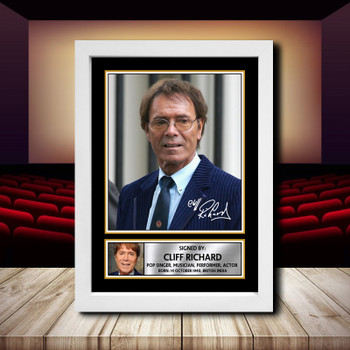Cliff Richard Signed Autographed Movie Star Poster Print Framed Merch Gift
