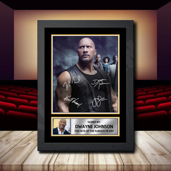 Dwayne Johnson The Fate Of The Furious F8 2017 Signed Autographed Movie Star Poster Print Framed Merch Gift