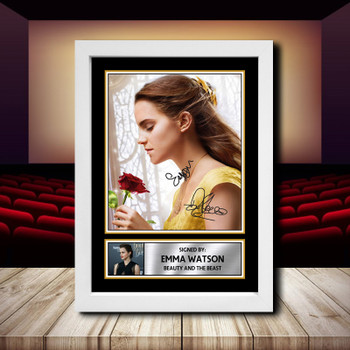 Emma Watson Beauty And The Beast Signed Autographed Movie Star Poster Print Framed Merch Gift