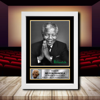 Nelson Mandela Signed Autographed Movie Star Poster Print Framed Merch Gift