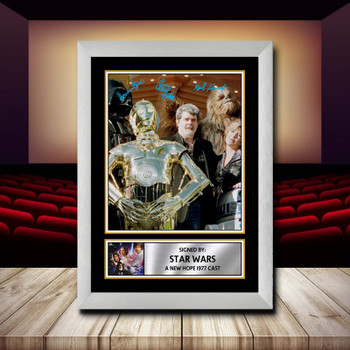 Star Wars A New Hope 1977 Cast 2 Signed Autographed Movie Star Poster Print Framed Merch Gift