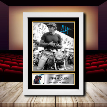 Steve Mcqueen Signed Autographed Movie Star Poster Print Framed Merch Gift