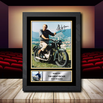 The Great Escape Steve Mcqueen Signed Autographed Movie Star Poster Print Framed Merch Gift
