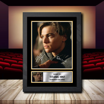 Titanic 1997 Leonardo Dicaprio Signed Autographed Movie Star Poster Print Framed Merch Gift