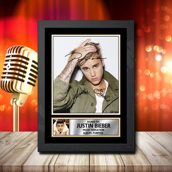 Justin Bieber Purpose 1 Signed Autographed Music Star Poster Print Framed Merch Gift