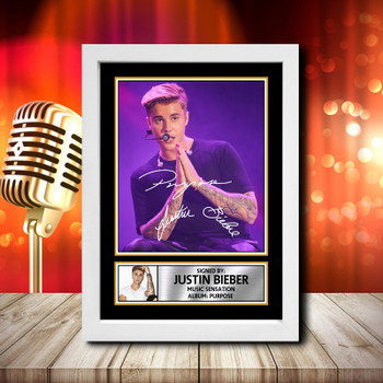 Justin Bieber Purpose 2 Signed Autographed Music Star Poster Print Framed Merch Gift