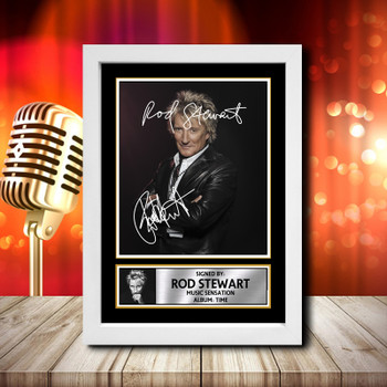 Rod Stewart Time 1 Signed Autographed Music Star Poster Print Framed Merch Gift