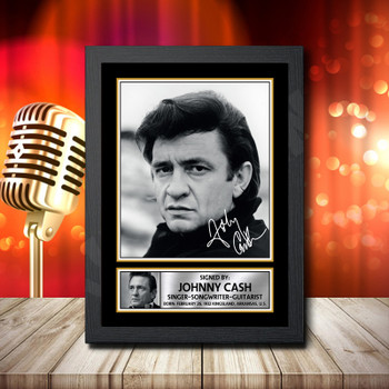Johnny Cash 2 Signed Autographed Music Star Print