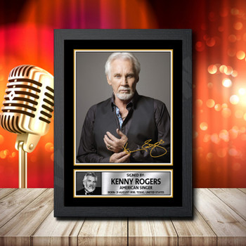 Kenny Rogers Signed Autographed Music Star Print