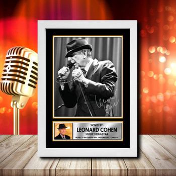 Leonard Cohen 2 Signed Autographed Music Star Print