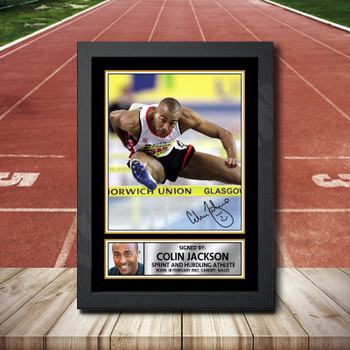 Colin Jackson Signed Autographed Athletics Star Poster Print Framed Merch Gift
