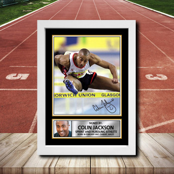 Colin Jackson Signed Autographed Athletics Star Poster Print Framed Merch Gift