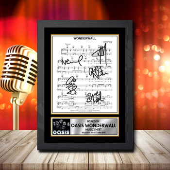 Oasis Wonderwall Music Sheet 1 - Signed Autographed Music Star Print